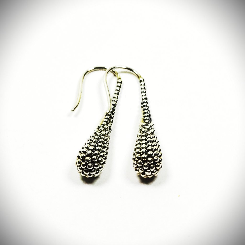 Lagos Caviar Sterling Silver Teardrop Dangle Earrings 300$